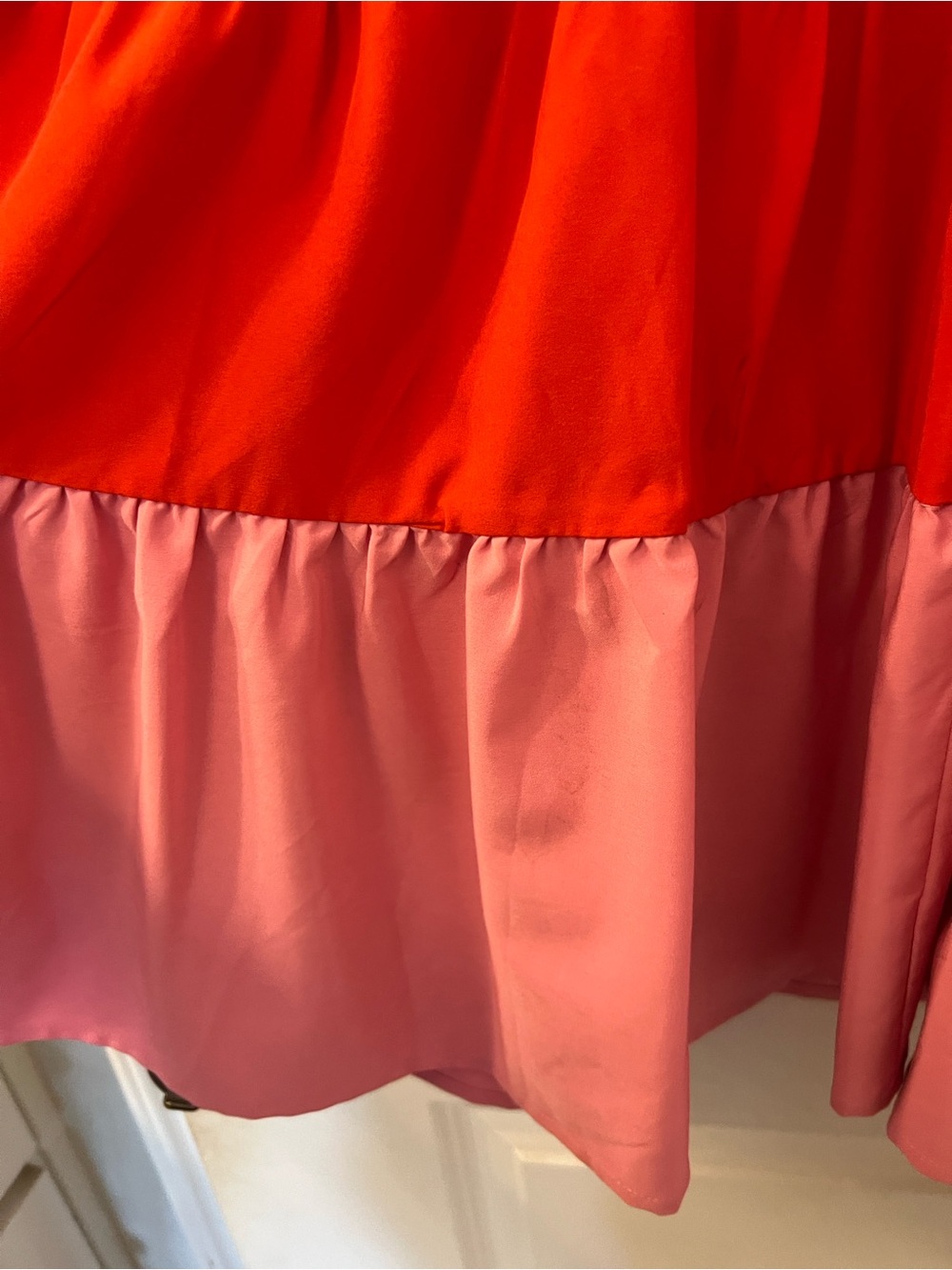 entro Red and Pink Colorblock Tiered Mini Dress - Picture 3 of 5